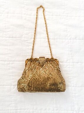 Whiting & Davis Gold Mesh Evening Clutch with Chain